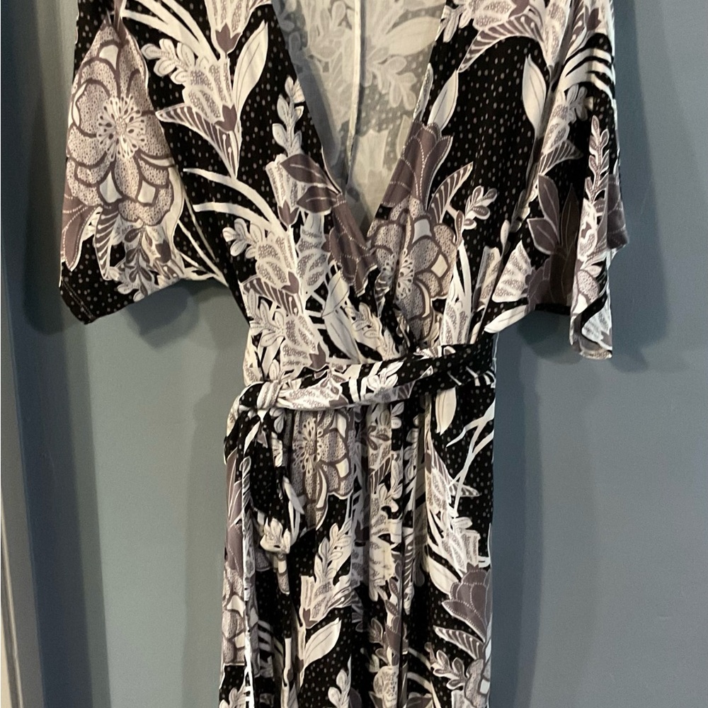 Soma Floral Black and White Wrap Dress